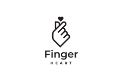 Monoline Finger Heart Gesture Logo Design Vector Product Image 3
