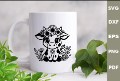 Baby Cow svg|Baby Dairy cow laser|Flower Cow svg Product Image 3
