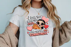 Cartoon Girl Loves Pizza More Valentines Day Romantic Gift Product Image 3