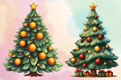 Watercolor Christmas tree clipart Bundle, Christmas tree PNG Product Image 4