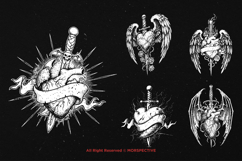 10 Bundle Dark Art Dagger Heart Stab Bleeding Wings Horror Product Image 5