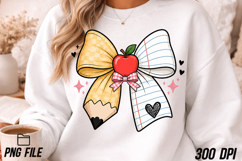 Teacher Pencil Coquette Bow PNG Positive Sublimation Product Image 3