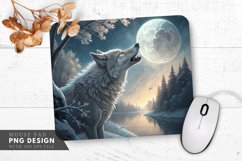 Frozen Howl Under the Moonlight Mouse Pad PNG Design Product Image 1