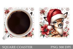 Christmas Deer Coaster Design. Christmas Coaster Sublimation Product Image 1