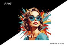 Retro Comic Style Pop Art Girls Clipart Png Product Image 1