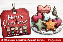 2 Whimsical Christmas Clipart | Cute Festive Holiday PNG Product Image 1