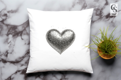 Silver Glitter Heart Sparkle Clipart Sublimation PNG Product Image 3