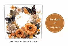 Watercolor Fall Wreath Tumbler PNG, Fall Wreath Sublimation Product Image 3