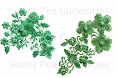 Embroidery, Flowers, Lace, PNG, Clipart, Green Product Image 3