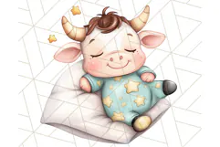 Sleeping Baby Animals PNG, Cozy Pajama Bedtime Clipart Png Product Image 3