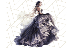 Victorian Gothic Wedding Dress PNG, Dark Bridal Clipart Product Image 3