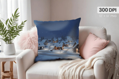 Winter Christmas Wonderland PNG Pillow, Winter Pillow Design Product Image 1