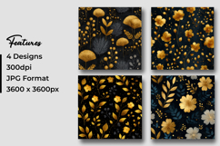 Black &amp; Gold Floral Pattern Digital Paper Product Image 3