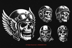 10 Bundle Dark Art Skull Head Biker Riding Motorcycle Product Image 5