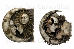 Moon, Sun, Stars, Fantasy, Ephemera, PNG, Clipart Product Image 3