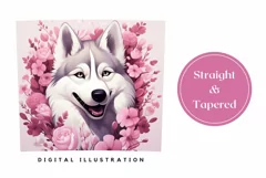 Floral Husky Dog Tumbler Sublimation, Husky Sublimation PNG Product Image 3