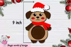Dog in a Santa hat candy dome, svg, paper cut template Product Image 3