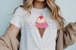 Cute Heart Decorated Ice Cream Cone Illustration On White Product Image 3