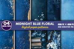 Midnight Blue Floral Backgrounds Bundle PNG Product Image 4