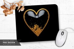 Gold Heart on Black Mouse Pad PNG Design Product Image 1
