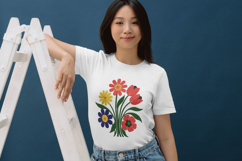 Vibrant Garden Bloom Floral Embroidery Design Product Image 3