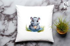 Cute Hippo Clipart Sublimation PNG Product Image 3