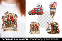 Patriotic Summer Sublimation PNG Clipart Product Image 1