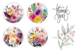 Watercolor Flowers Round Earring, Floral Earring Designs Product Image 3