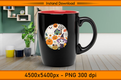 Cute Witch and Ghost Halloween Round Scene PNG Product Image 3