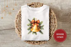 Cartoon Christmas Bell Illustration, Gold Christmas PNG Product Image 3