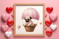 Cute Pug Puppy Valentine Clipart, Valentines Clipart Product Image 3