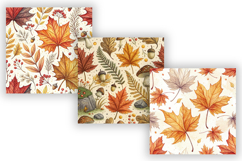 Maple Leaf Digital Paper Pack, Seamless Watercolor Pattern Product Image 3