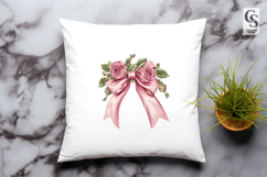 Pink Floral Ribbon Bow PNG Set Product Image 3