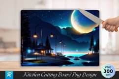 3D Night Scene Cutting Board Sublimation Design Product Image 1