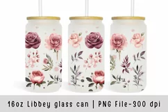 Pink Brush Flowers 16oz Libbey Glass Can Tumbler Product Image 1