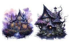 Watercolor Halloween Fairy House Clipart Clipart Bundle Product Image 5