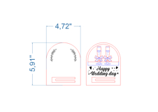 Happy Wedding Day Postcard SVG laser cut file for Glowforge Product Image 3