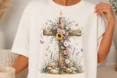 Floral Cross Christian Wildflower Faith Sublimation SVG Product Image 1