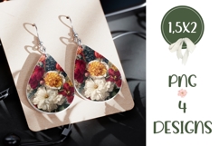 Floral Earrings Design, Summer Earrings Sublimation PNG Product Image 3