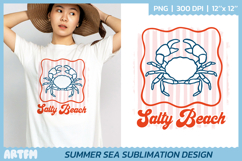 Salty Beach | Retro Summer Sublimation T-Shirt Design Product Image 1