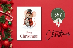 Merry Christmas Greeting Card, Winter Mouse Greeting Card Product Image 3