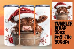 20oz Sublimation Tumbler Wrap - Christmas Cow Watercolor Product Image 1
