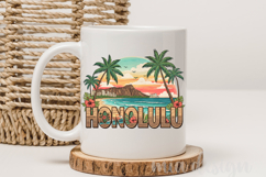 Honolulu Hawaii PNG, Vintage Surf Beach Palm Sublimation Product Image 3