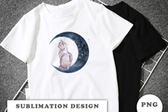Watercolor Moon with Cat png Product Image 3