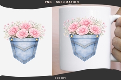 Denim pocket flowers png design for T-shirts Product Image 3