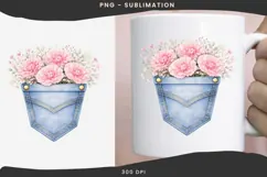 Denim pocket flowers png design for T-shirts Product Image 3
