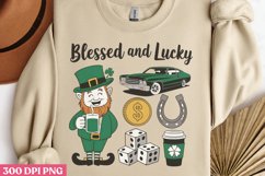 Blessed and Lucky PNG, Groovy ST Patricks Sublimation PNG Product Image 3