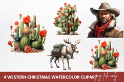 Western Christmas Watercolor Clipart Sublimation Product Image 1