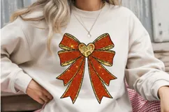 12 Sparkly Ribbon Bow PNGs | Valentine Heart Bows Product Image 3
