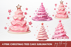 Pink Christmas Tree Cake Clipart Sublimation Product Image 1